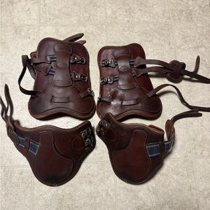 Brown Leather Horse Tendon Boots & Fetlock Boots Set